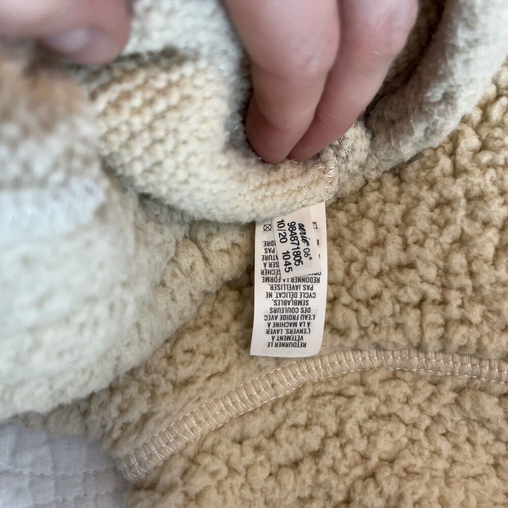 aerie Offline Sherpa Pull Over 1/4 Zip Cream Cropped Sweatshirt Large Lounge - Picture 9 of 9
